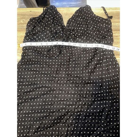 Women's Ruched Front Maxi Slip Dress Wild Fable Black Polka Dots Size 2X. NWT. G - Picture 7 of 9